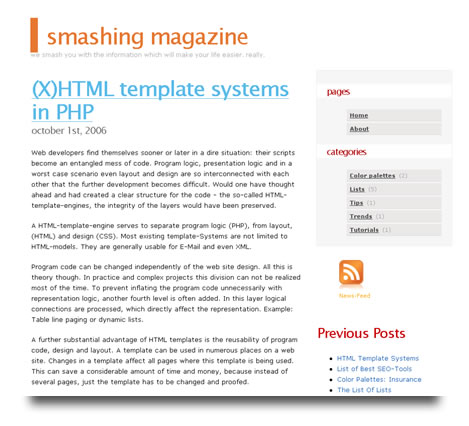 Smashing Magazine en Octubre de 2006